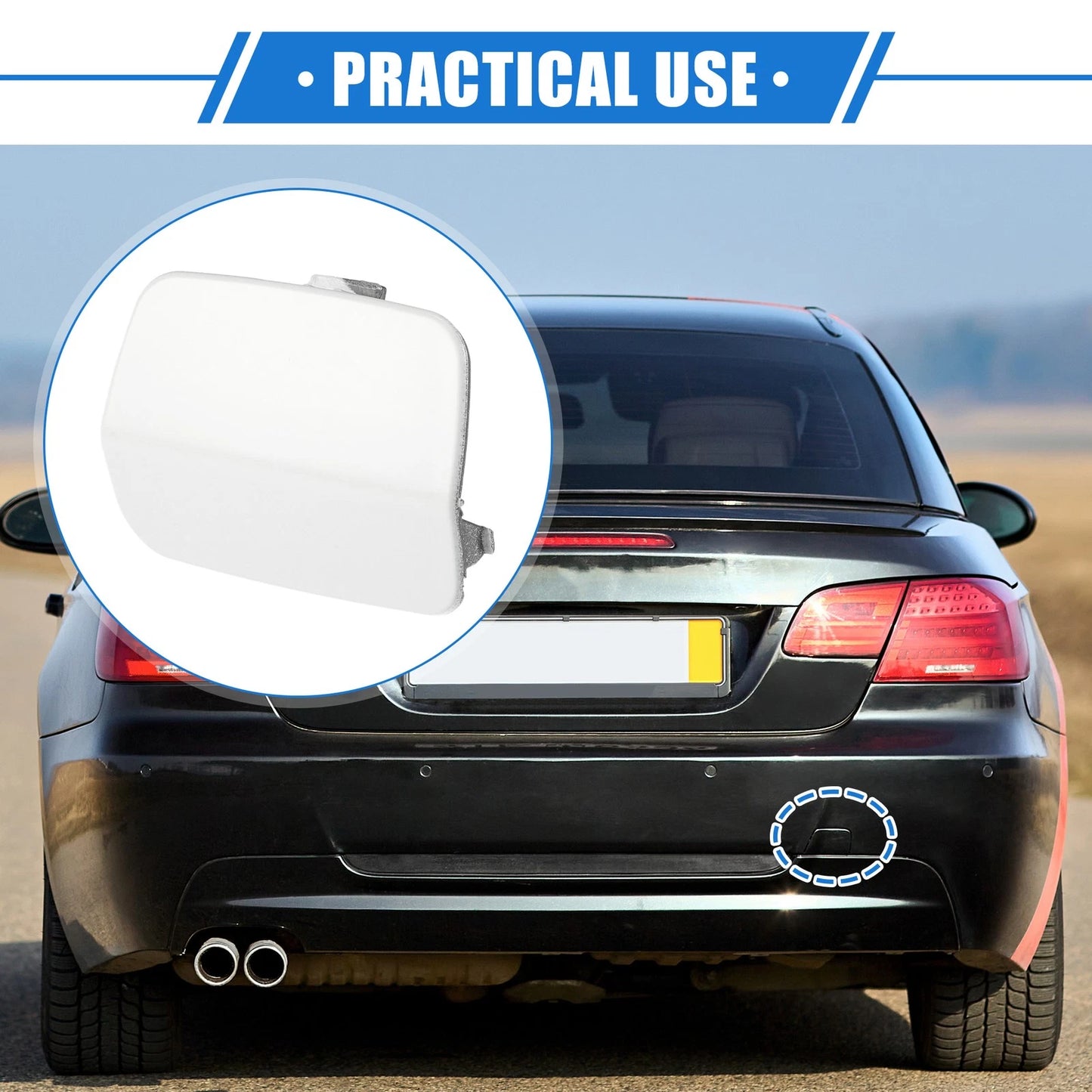 Tow Hook Eye Hole Cover for BMW 3-Series 2007-2010 White Rear Right