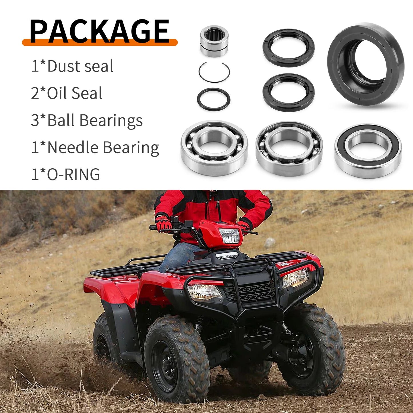 Rear Differential Bearing Seal Kit for Honda TRX500FA Foreman Rubicon 05-14