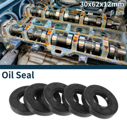 Oil Seal 30x62x12mm Seal Ring Rotary Shaft NBR Rubber 5 pcs