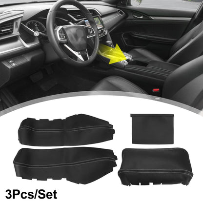 3 Pcs Armrest Covers for Honda Civic 10th Gen 2016-2020 Black & White Line