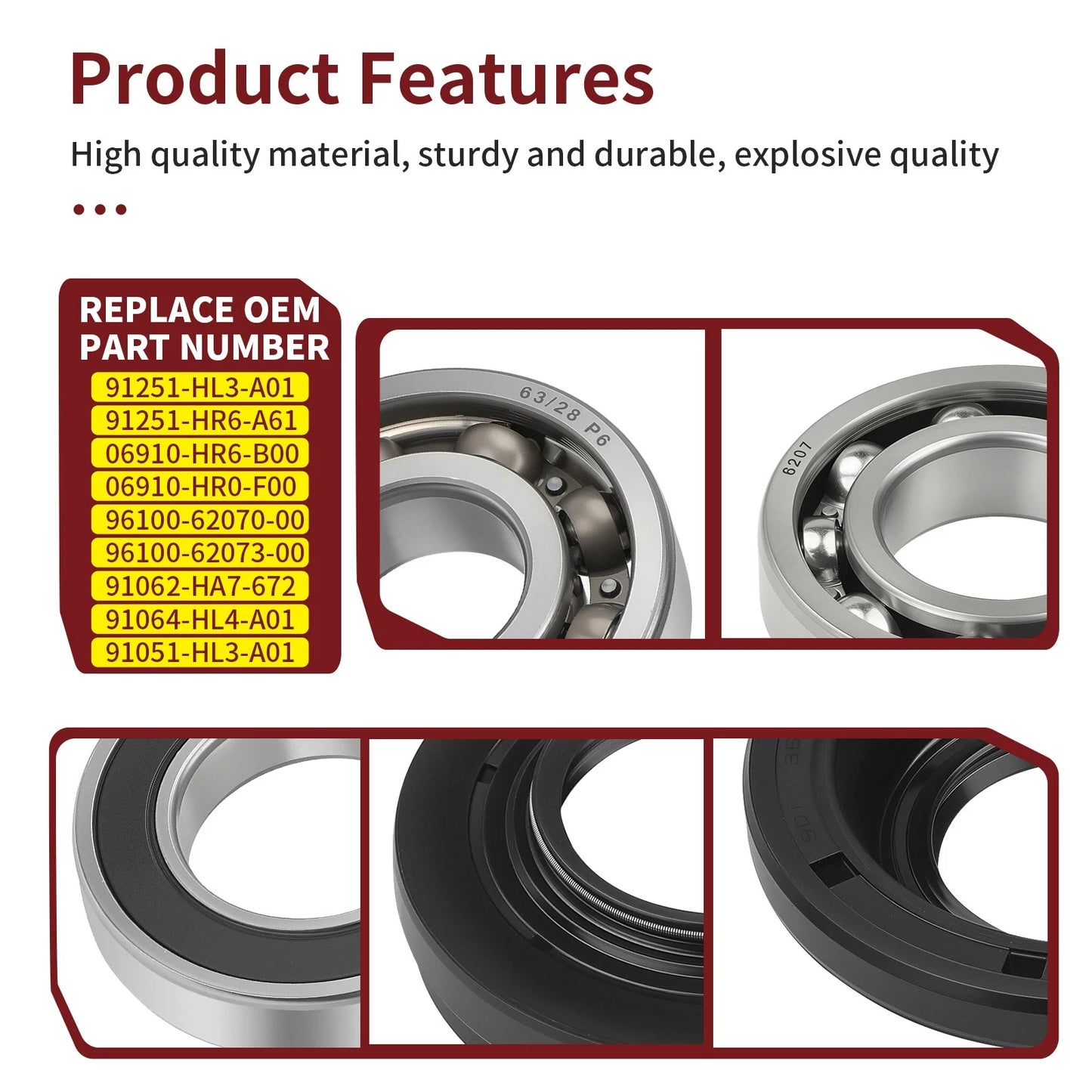 Rear Differential Bearing Seal Kit for Honda Rancher 420 TRX420FA5/FA6 (2015-2024)
