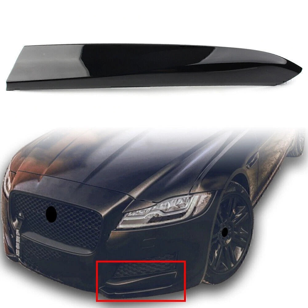 Black Front Left Bumper Grille Insert Cover Trim for Jaguar XF (2016-2020)
