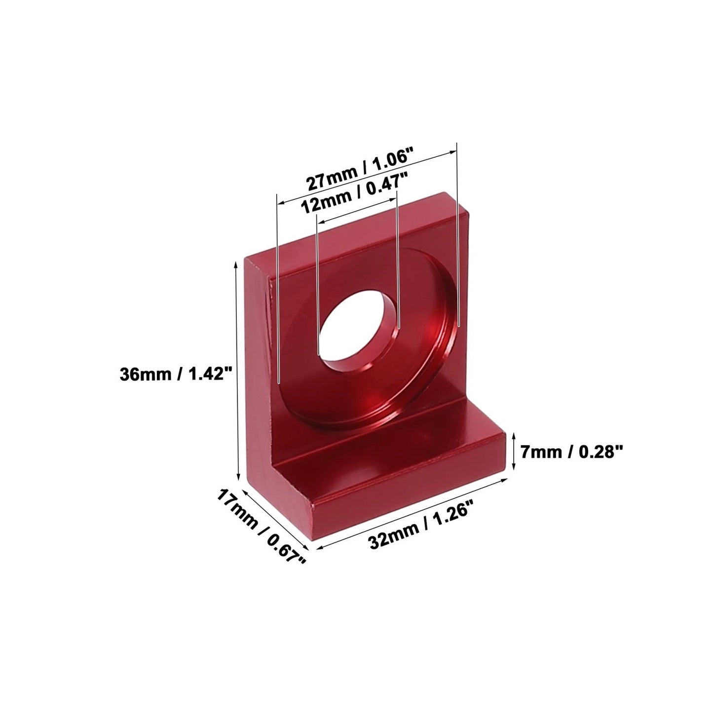 Chain Adjuster Block Tensioner / 12mm Hole Dia / 2 x Red Metal for Motorcycle