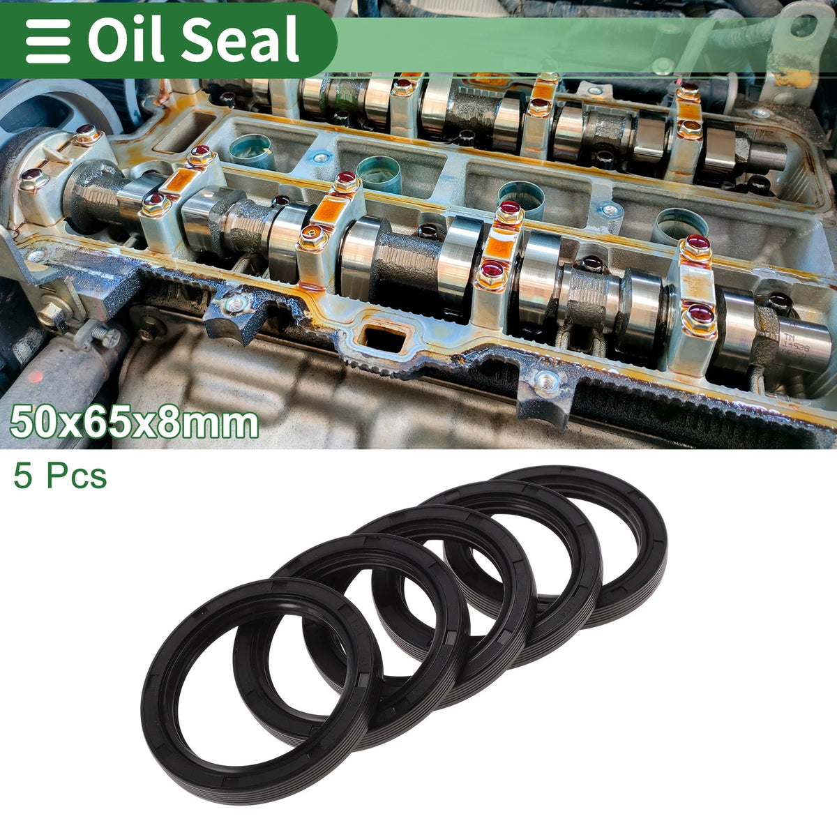 Oil Seal / 50x65x8mm / NBR Rubber High Pressure Black 5 Pcs