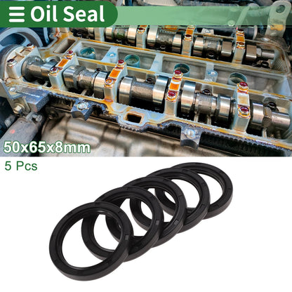 Oil Seal / 50x65x8mm / NBR Rubber High Pressure Black 5 Pcs