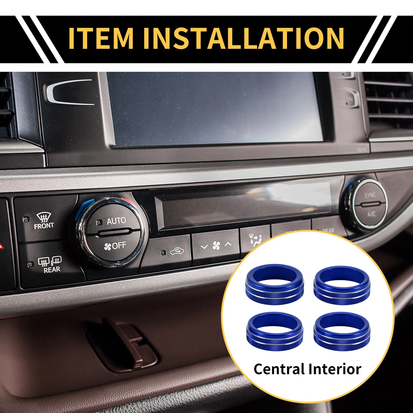 A/C Heater 4WD Switch Knob Cover Ring Blue for Toyota Tacoma (2020–2023)