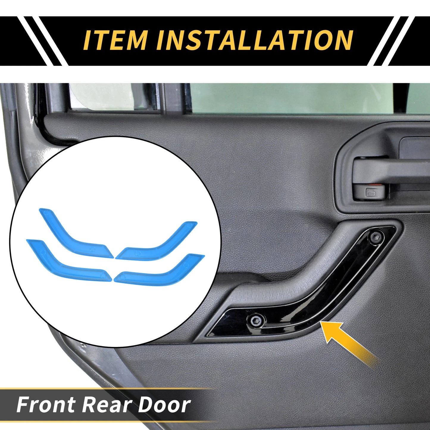 Light Blue Front Rear Door Handle Bezel Cover Trims for Jeep Wrangler (2007-2018)