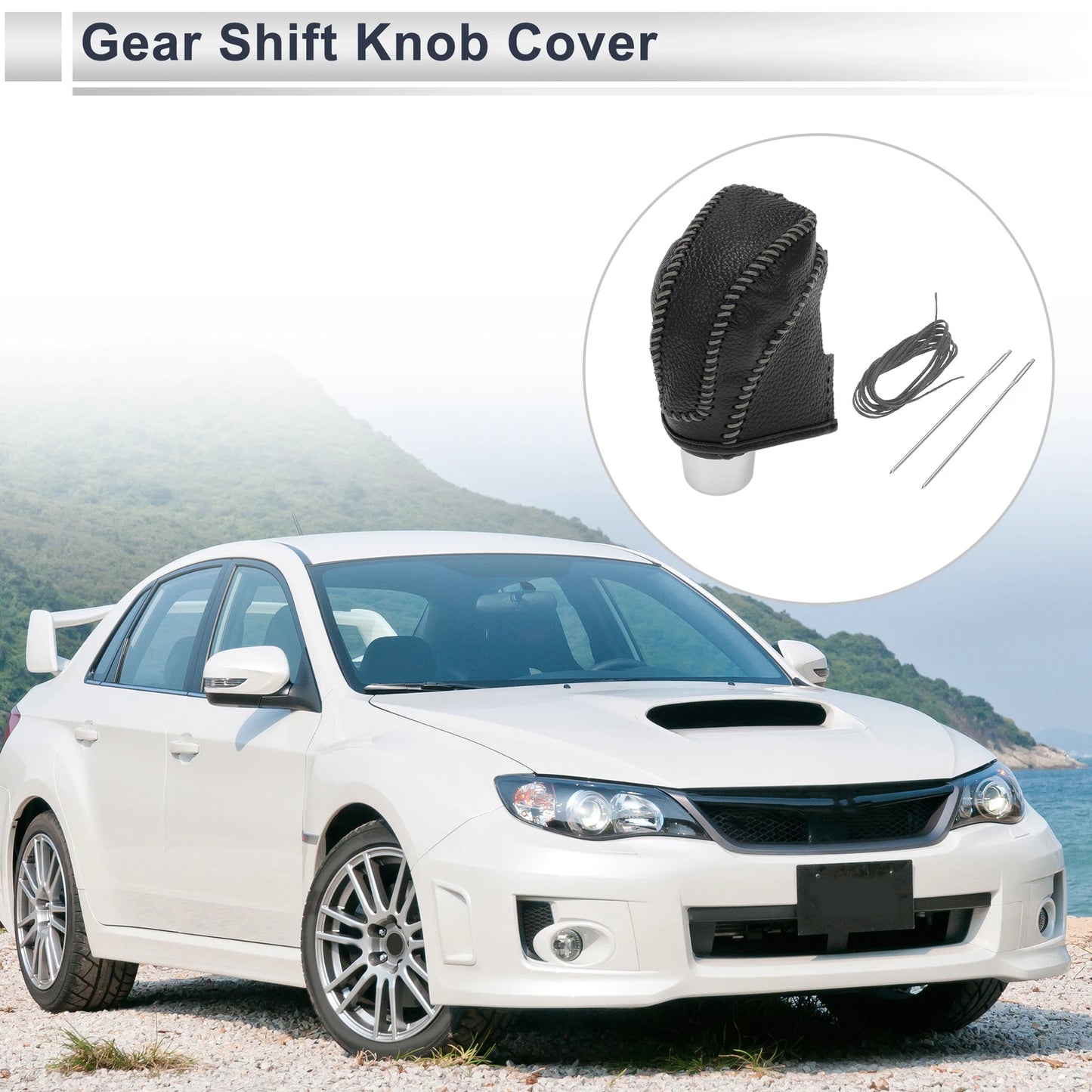 1 Pc Gear Shift Knob Cover for Subaru Impreza (2017-2023) Pebbled Black Grey