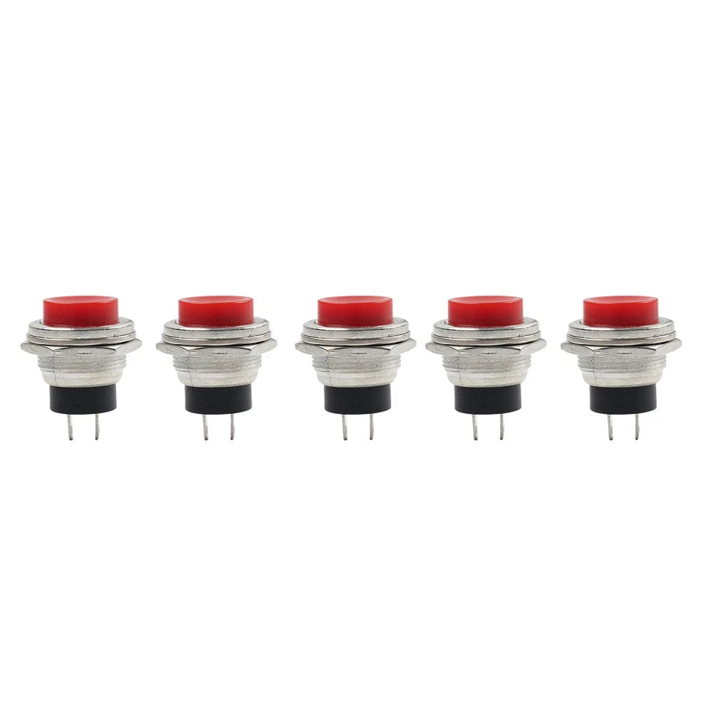 5 x 16mm Red Round Cap Push Button Switch for AC 125V 3A