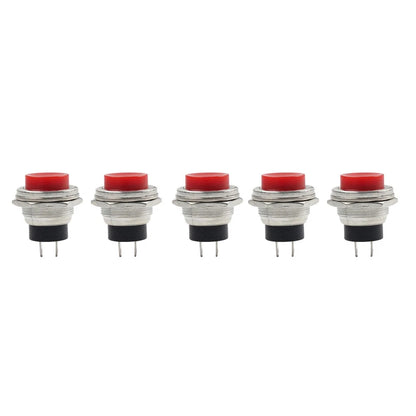 5 x 16mm Red Round Cap Push Button Switch for AC 125V 3A