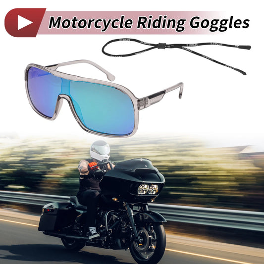 Goggles for Motorcycle Riding Green Lens Gray Frame Cellulos PC UV400