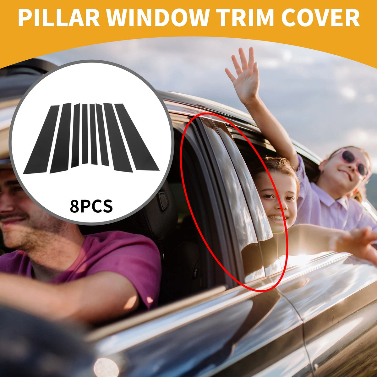 8 Pcs Black Car Pillar Window Trim Covers for BMW X5 (2014-2018)