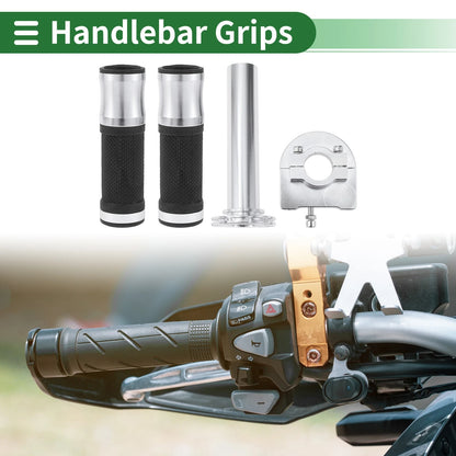 7/8 22mm Hand Grips Rubber Silver Tone for Motorcycle