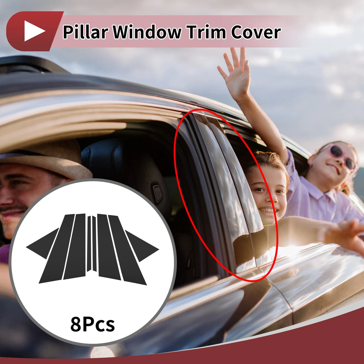 Door Pillar Window Trim for BMW 2-Series Wagon 2016-2019 Black Trim