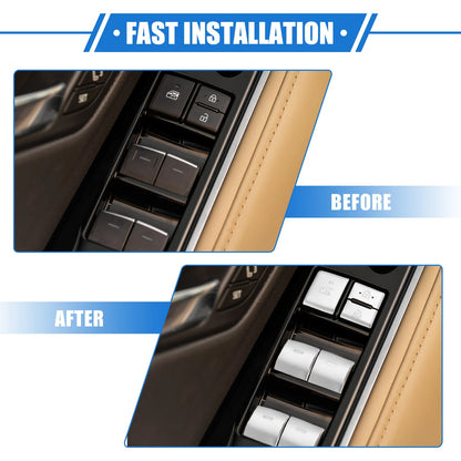 10 x Car Window Switch Button Covers for Toyota Highlander (2020-2022) Silver