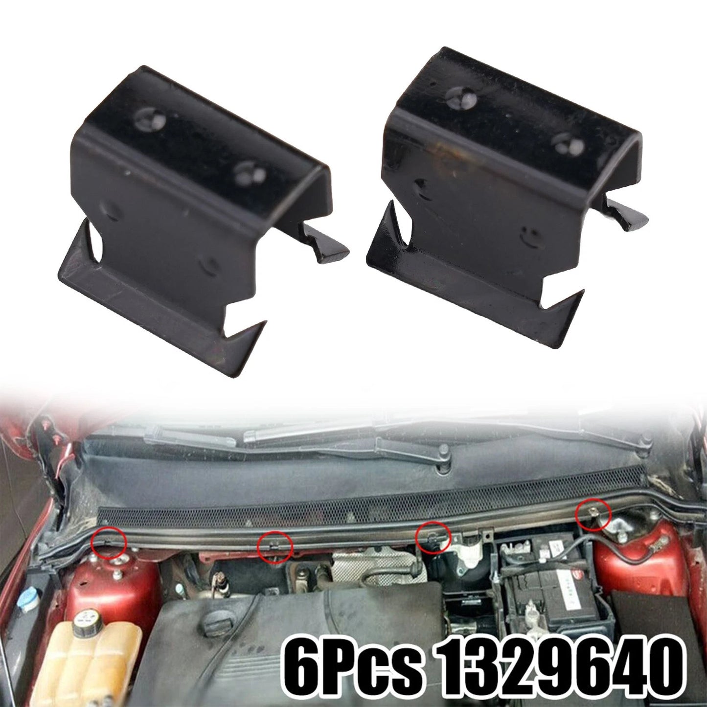 6x Cowl Scuttle Panel Trim Clips for Ford Focus MK2 (2005-2011)