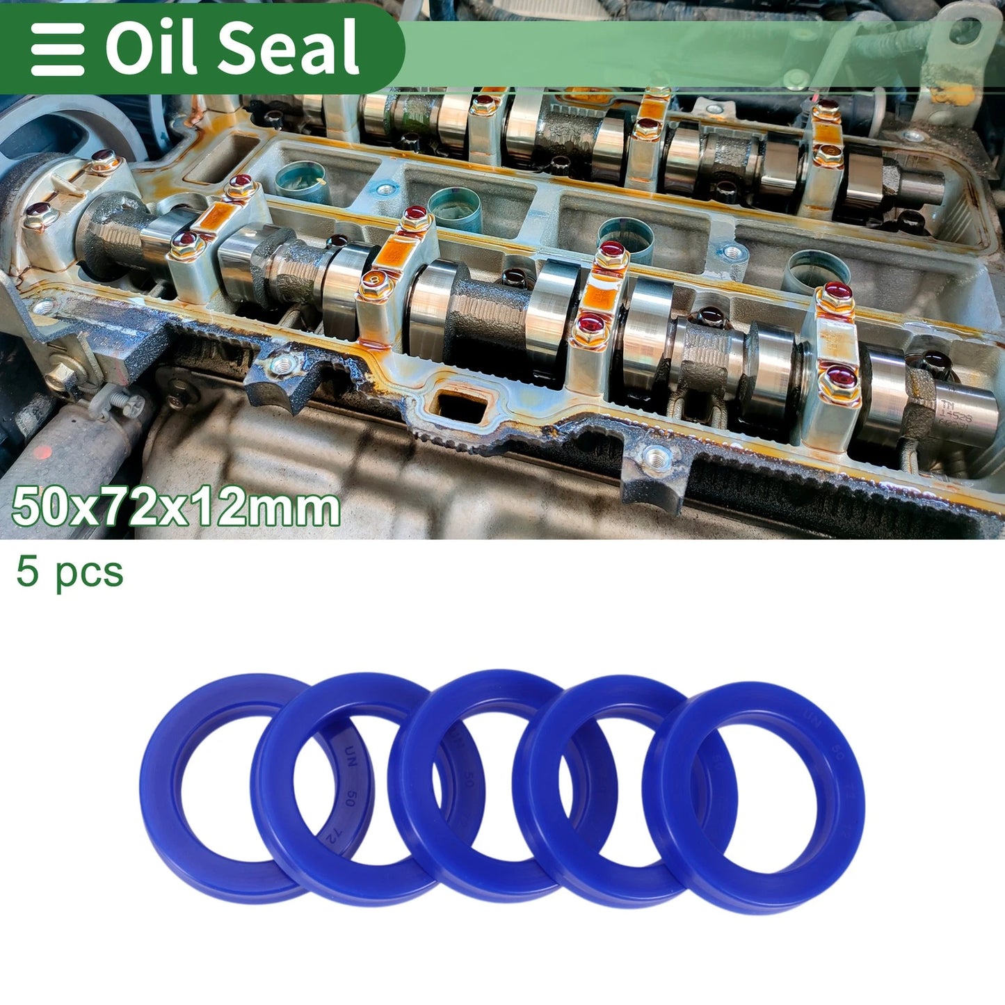 Oil Seal 50x72x12mm Rotary Shaft Seal TPU Blue 5 Pcs