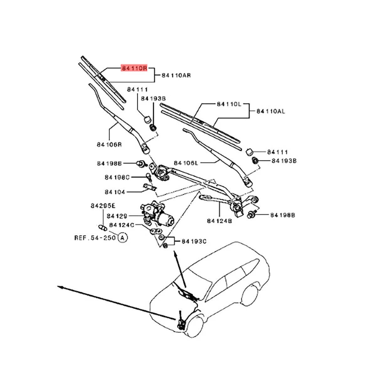 Right Windshield Wiper Blade for Mitsubishi L200 Triton (2015-2022)