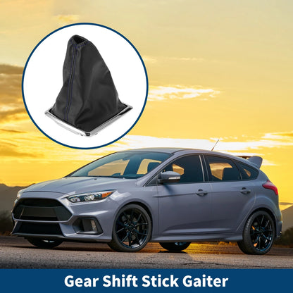 Car Gear Shift Stick Gaiter Black Blue Leather for Ford Focus (2005-2012)