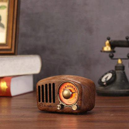 Vintage Bluetooth Speaker Radio for Retro Style Walnut Wooden FM Radio