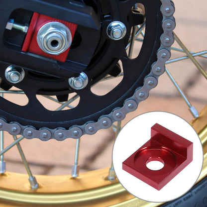 Chain Adjuster Block Tensioner / 12mm Hole Dia / 2 x Red Metal for Motorcycle