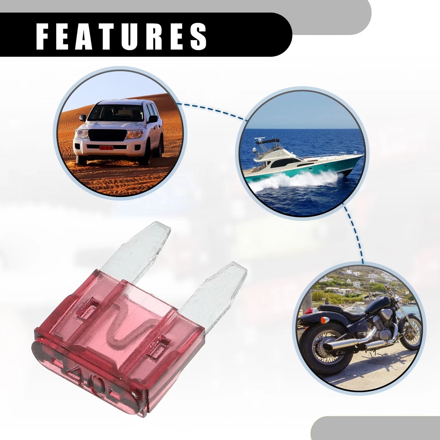 50 Pcs Mini 40AMP APM/ATM Blade Fuses for Car