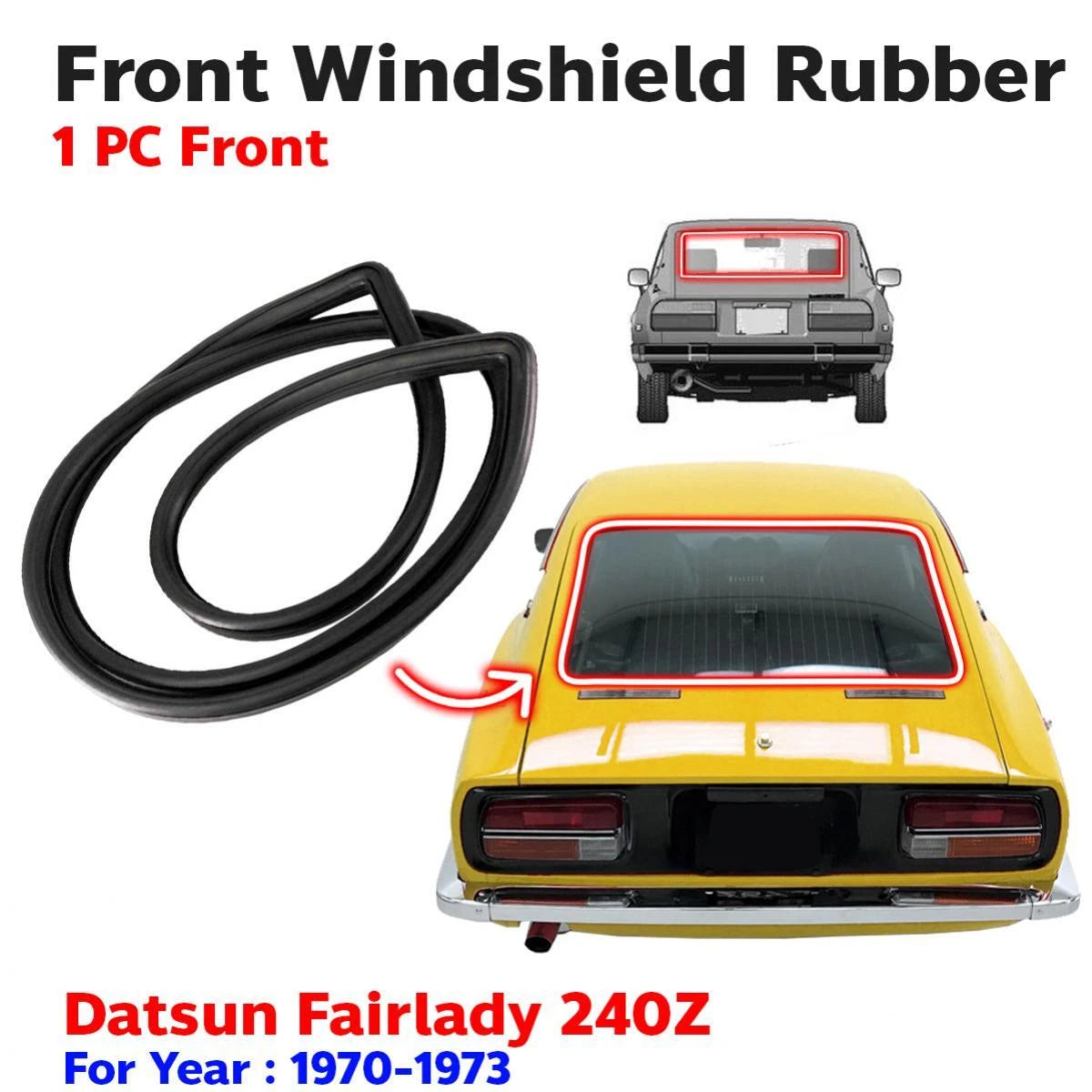 Rear Windshield Rubber Seal Fits Datsun Fairlady 240Z S30 2D Coupe 1970-73 D05