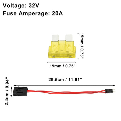 32V Mini Fuse Adapter Tap Kit w/ 20A Blade Fuses for Universal Vehicles