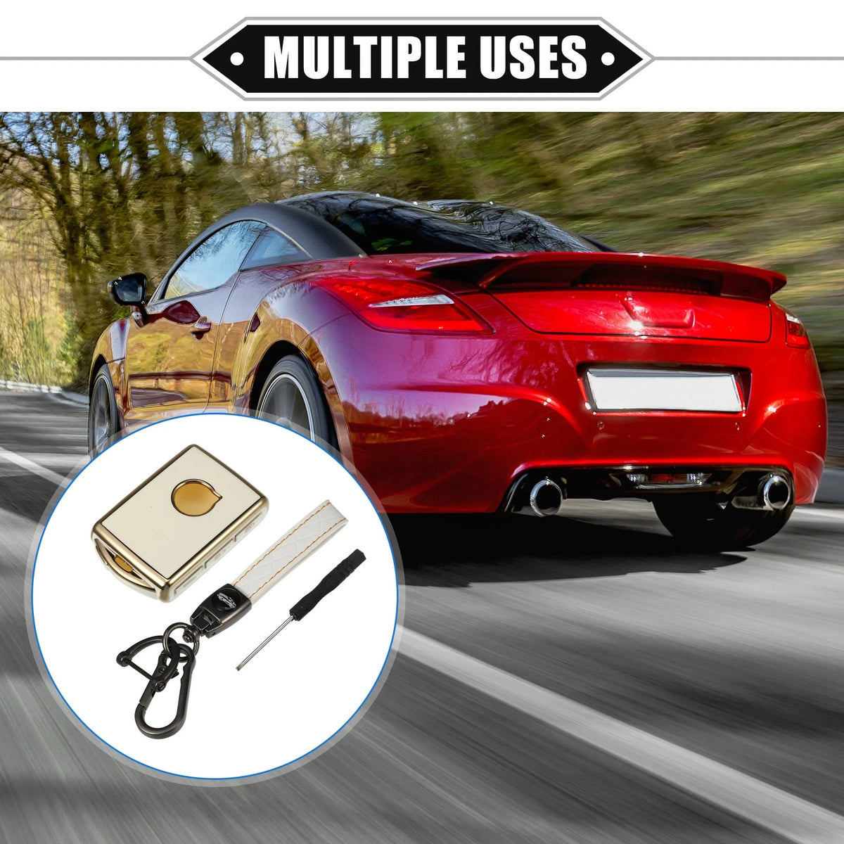 Smart Key Fob Case Kit for Volvo S60 (2019-2021) TPU White w/ Key Chain