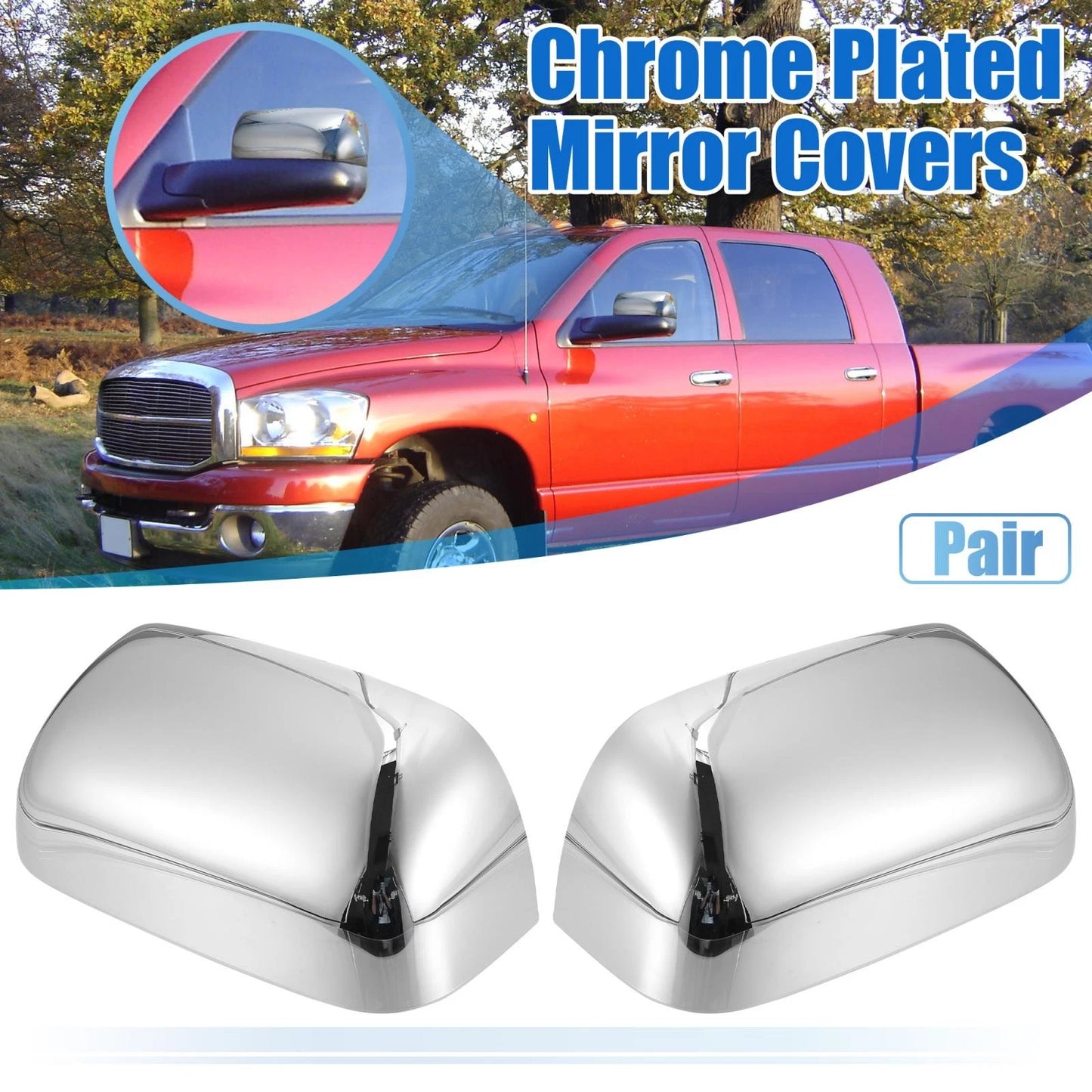 Chrome Mirror Cover Cap for Dodge Ram 3500/2500/1500 (2002-2008)