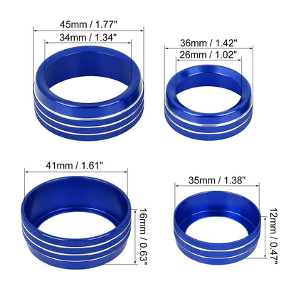 3 x Blue AC Climate Control Ring Knob Trim Cover for Dodge Challenger & Ram