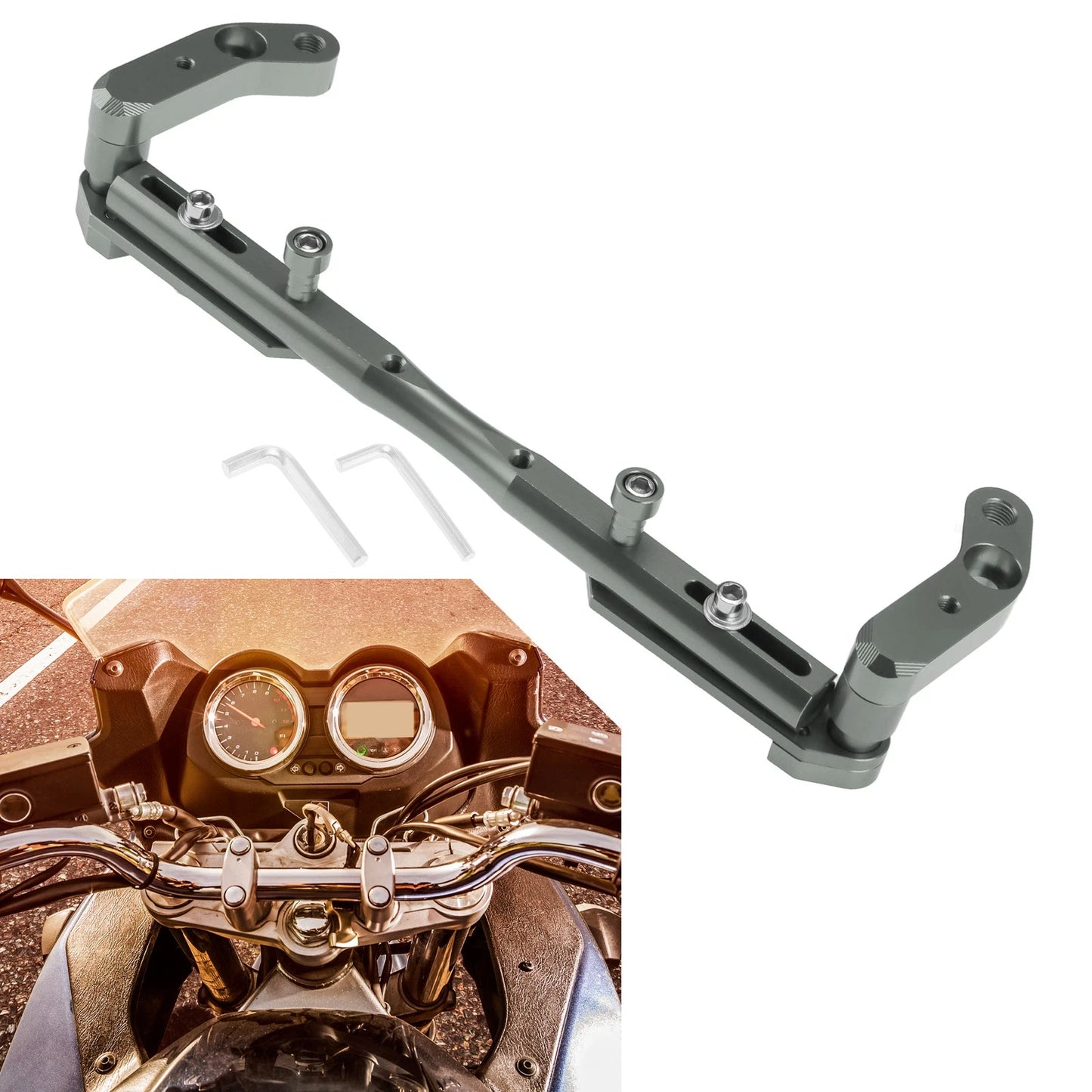 Balance Handle Bar Extender Bracket 320mm Titanium Tone for Motorcycle