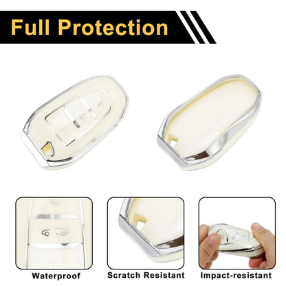 White Silver TPU Key Fob Shell Cover for Peugeot 308 (2007-2014)