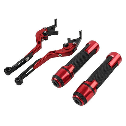 Red Brake Clutch Levers & Handlebar Grips Set for Kawasaki Ninja 250 400 Z400