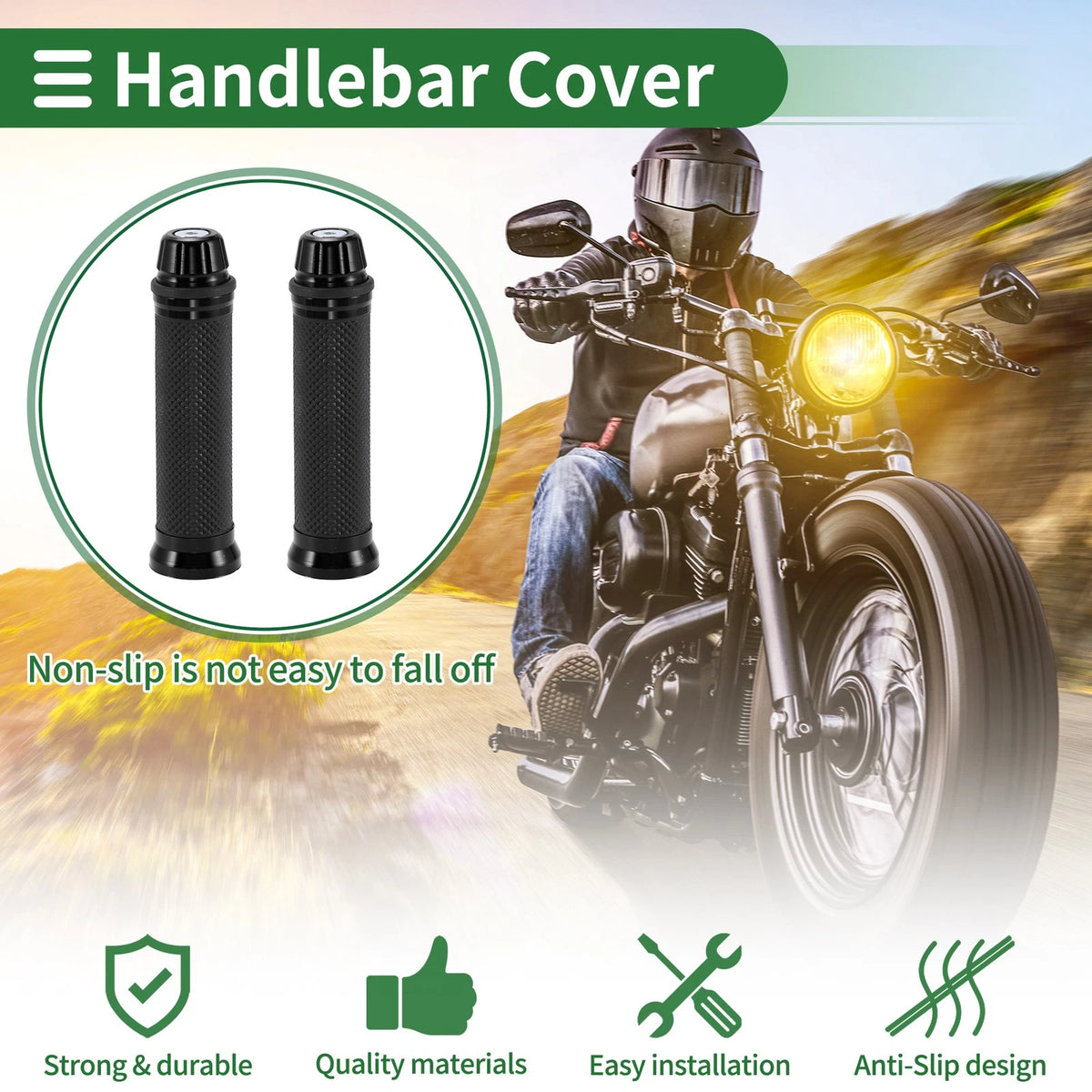 7/8" 22mm Motorcycle Hand Grips Cover Aluminum Alloy Black for Make Model