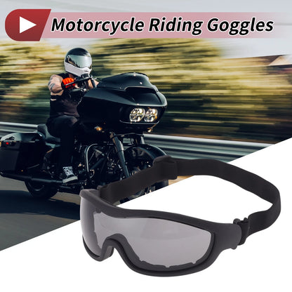 Motorcycle Riding Goggles Gray Lens Black Frame PC PU Cycling Sunglasses