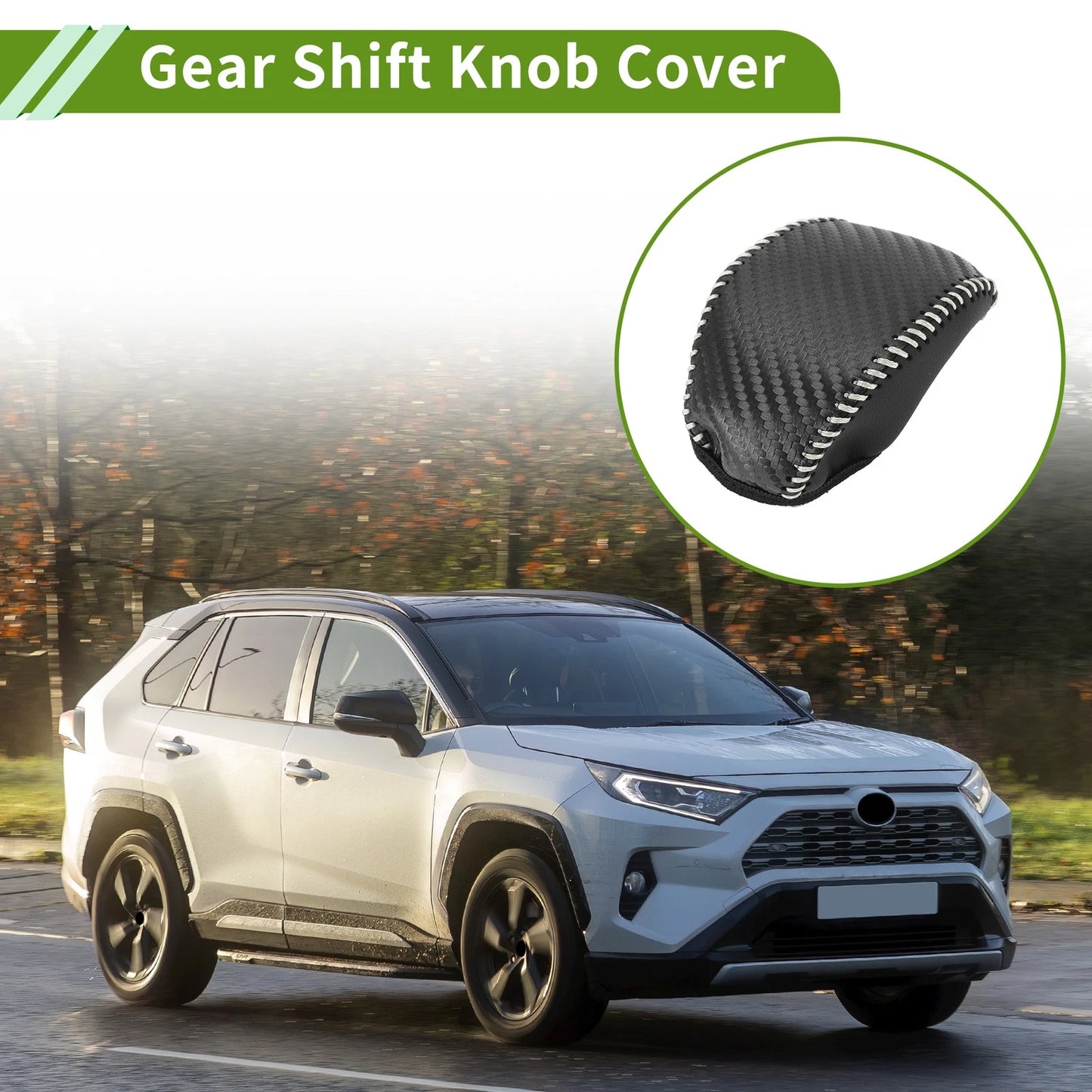 Gear Shift Knob Cover Black Carbon Fiber Beige for Toyota RAV4 (2019–2024)