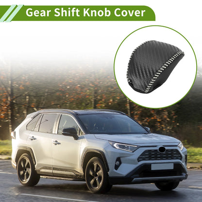 Gear Shift Knob Cover Black Carbon Fiber Beige for Toyota RAV4 (2019–2024)