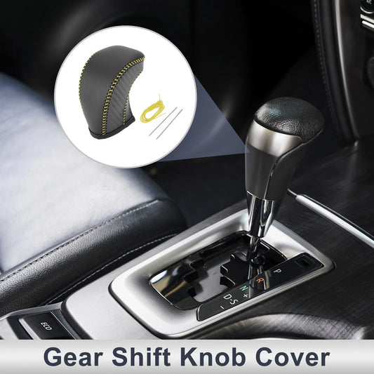 Gear Shift Knob Cover Black Carbon Fiber Yellow for Toyota Tacoma (2016–2022)