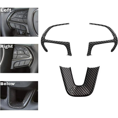 Carbon Fiber Steering Wheel Cover Trim for Dodge Challenger Durango (2015-2020)