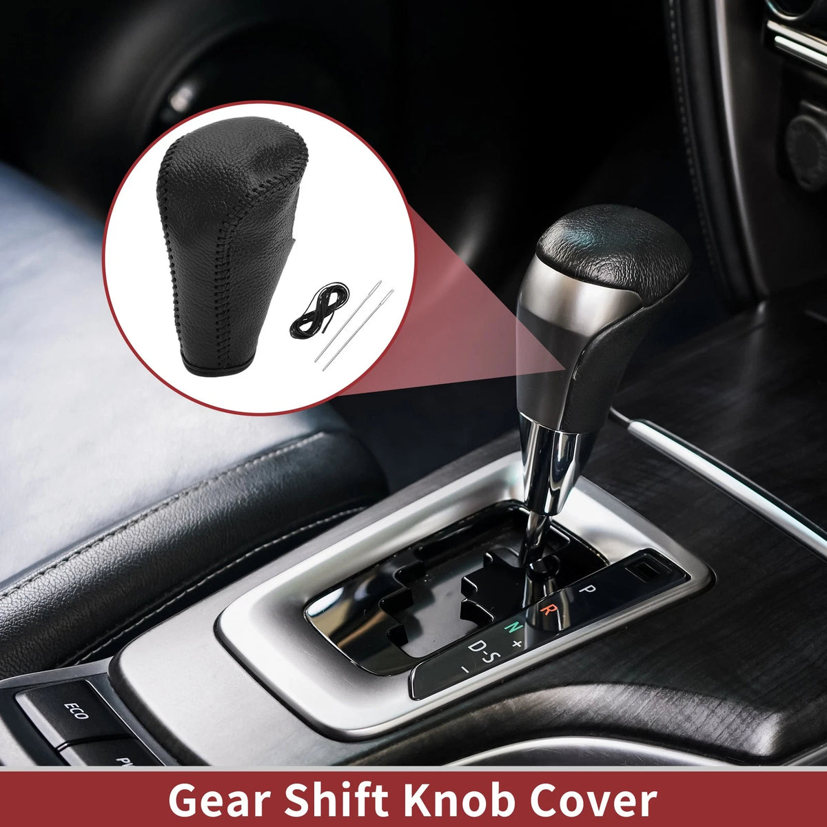 Car Gear Shift Knob Cover for Honda Accord (2008-2012) - Pebbled Black Leather
