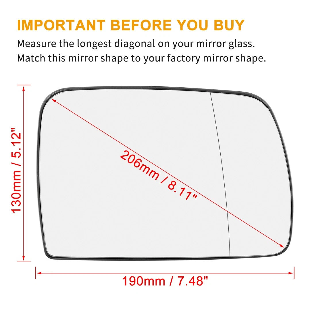 Heated Right Side Rearview Mirror Glass for BMW X5 (2000-2006)