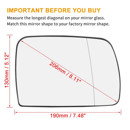 Heated Right Side Rearview Mirror Glass for BMW X5 (2000-2006)