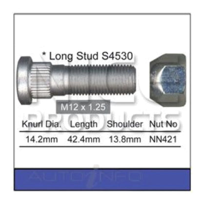 Rear Wheel Stud & Nut for Nissan Micra K11 4cyl 1.3L 1995-1997