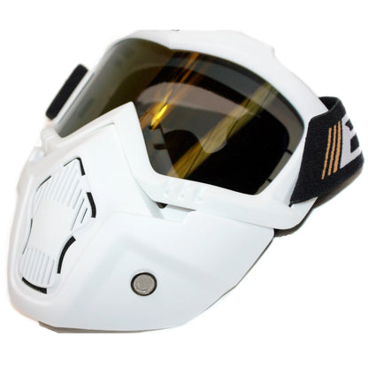 Full Face Paintball Airsoft Mask Goggle for Motorcycle - White