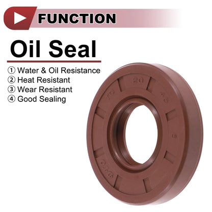 Oil Seal 20x45x8mm Brown 2 Pcs