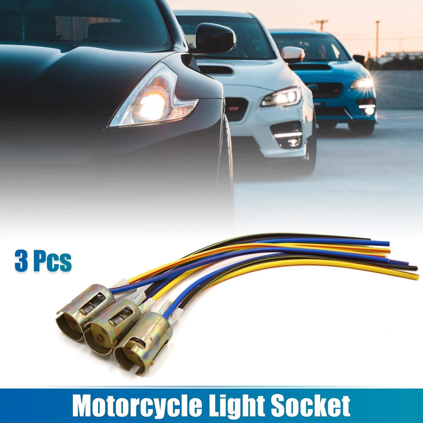 3 x Tail Light Bulb Extension Wire Harness Socket Connector for Motorcycle