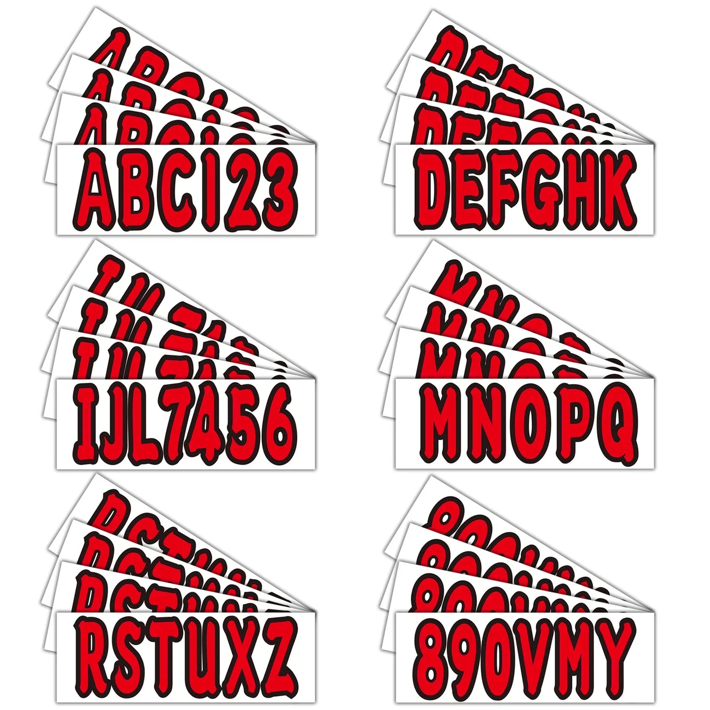 Boat Numbers & Letters Decal Sticker Set A-Z 0-9 Red for Boats & PWC