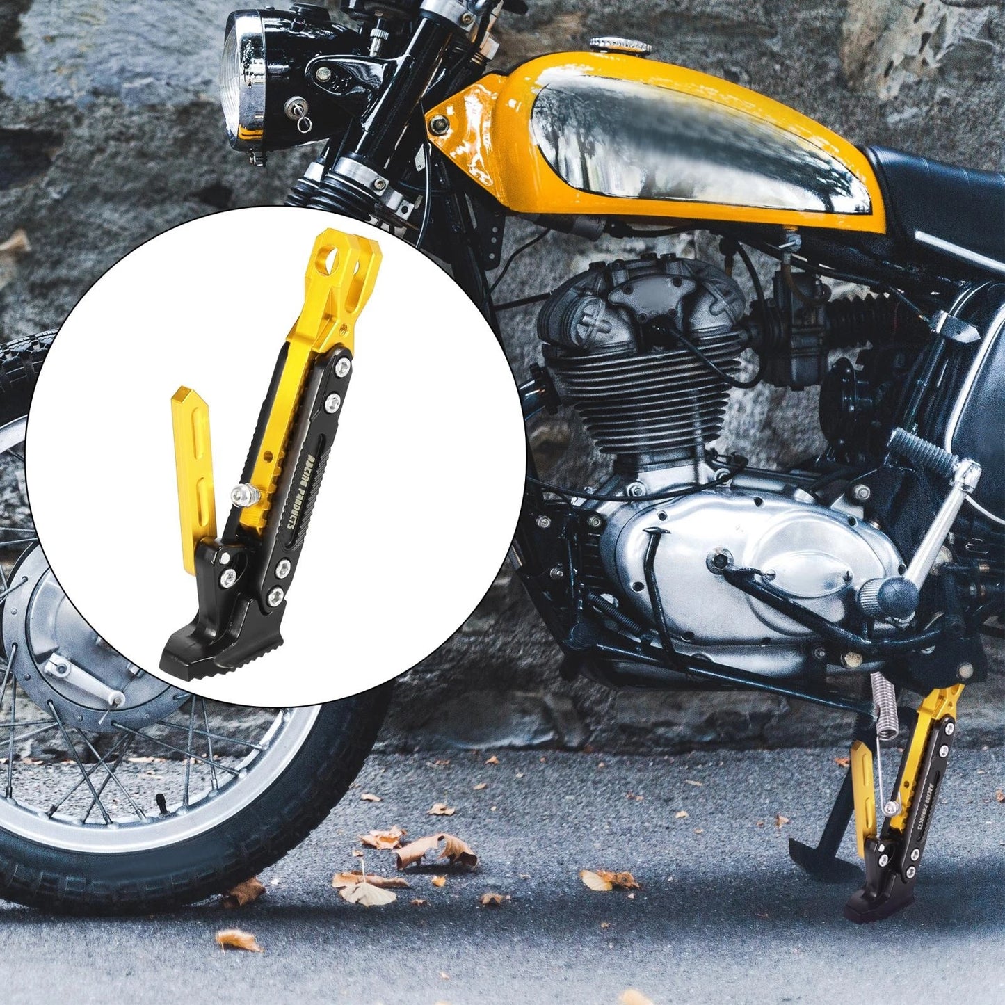 Kickstand/Set/Side Support Stand CNC Aluminum Alloy Gold Tone for Motorcycle