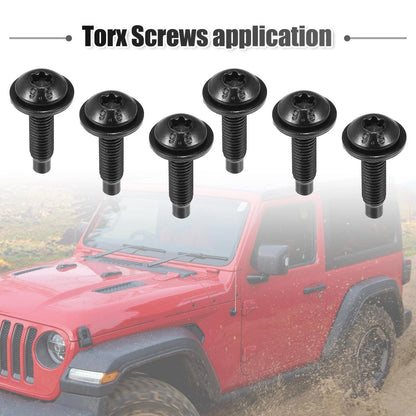 Extra Long Black Torx Screws for Jeep Wrangler (2007-2018) - 6 x Bolts